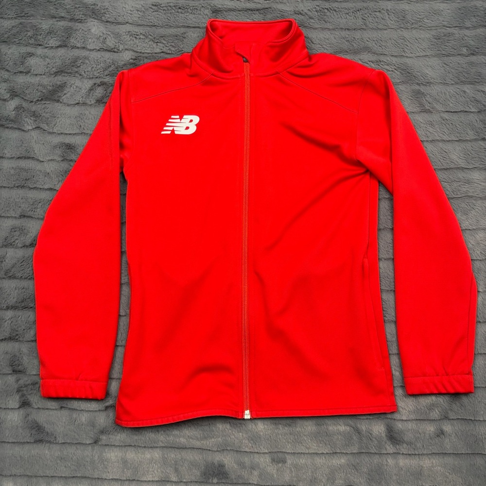 New Balance Kids Red Full Zip Track Jacket Mock Neck Athletic Warm Up Medium